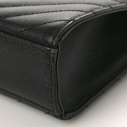 Saint Laurent Grain De Poudre Matelasse Chevron Large Monogram Satchel Black 8 of 9