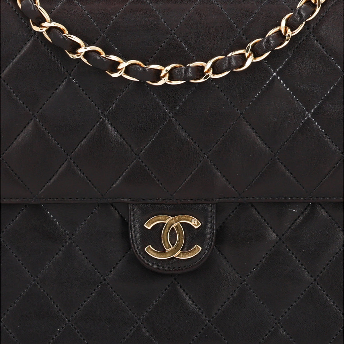 Lambskin Medium Double Flap Dark Brown