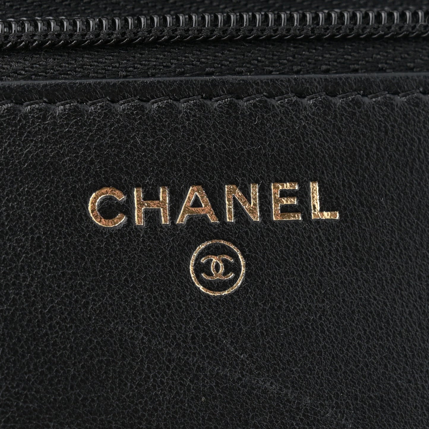 Shiny Lambskin Quilted Enamel Wallet On Chain WOC Black