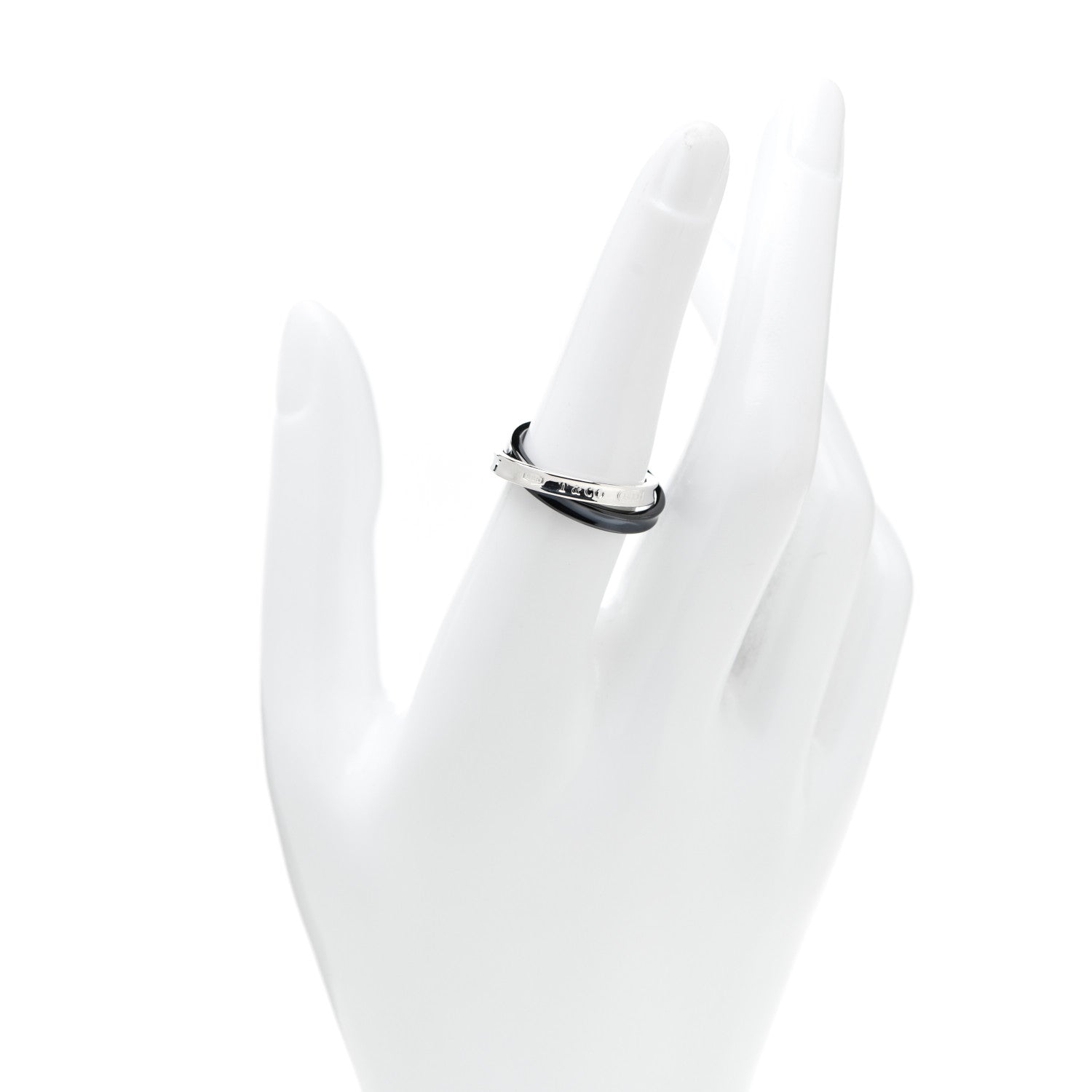 Tiffany Sterling Silver Titanium 1837 Interlocking Ring 51 5.75 2 of 4