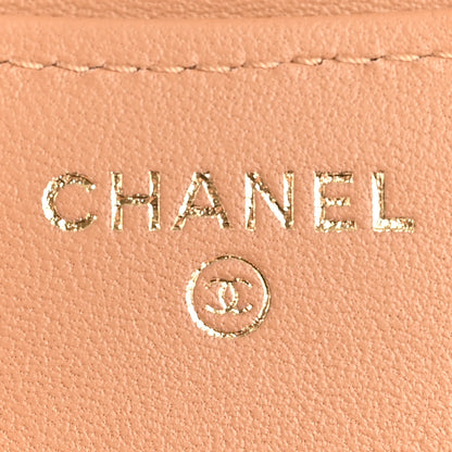 Chanel Lambskin Quilted Top Handle Flap Coin Purse With Chain Beige 6 of 14
