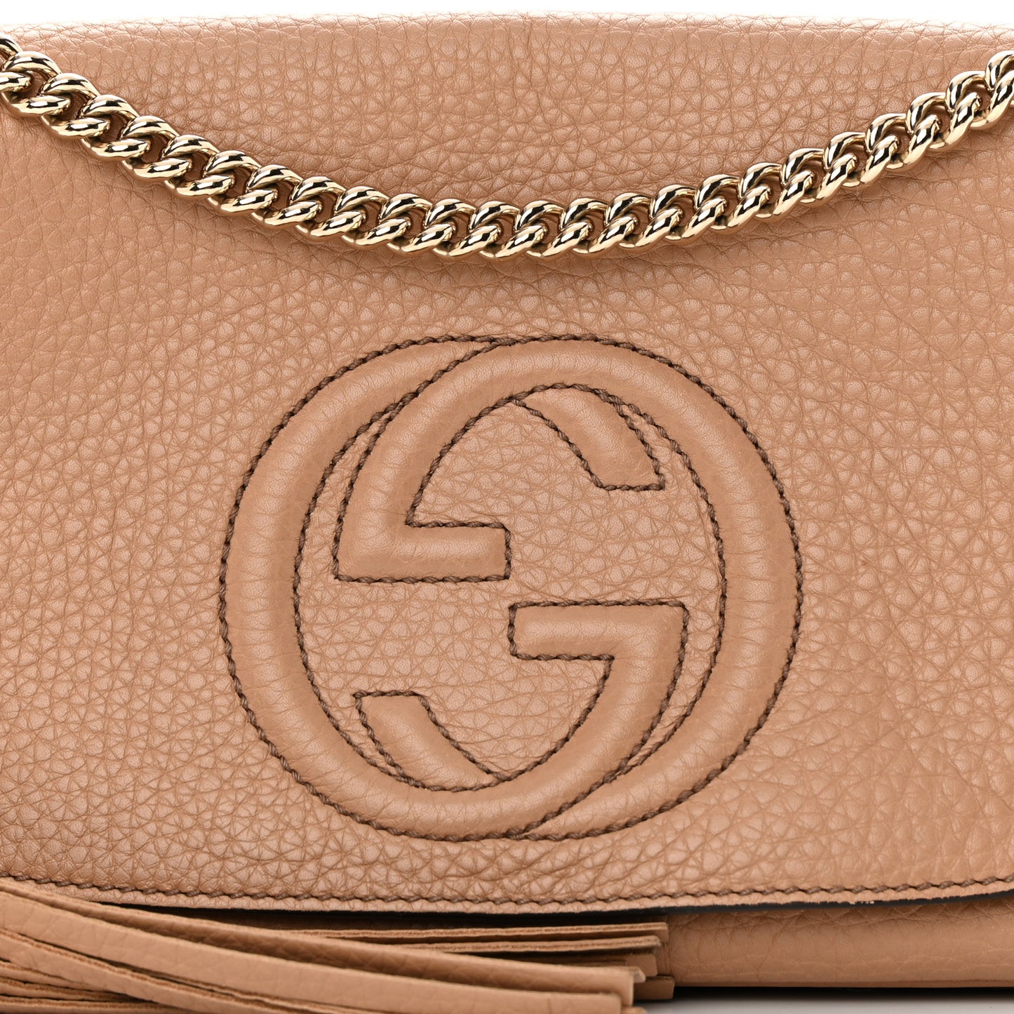 Pebbled Calfskin Medium Soho Flap Crossbody Camelia
