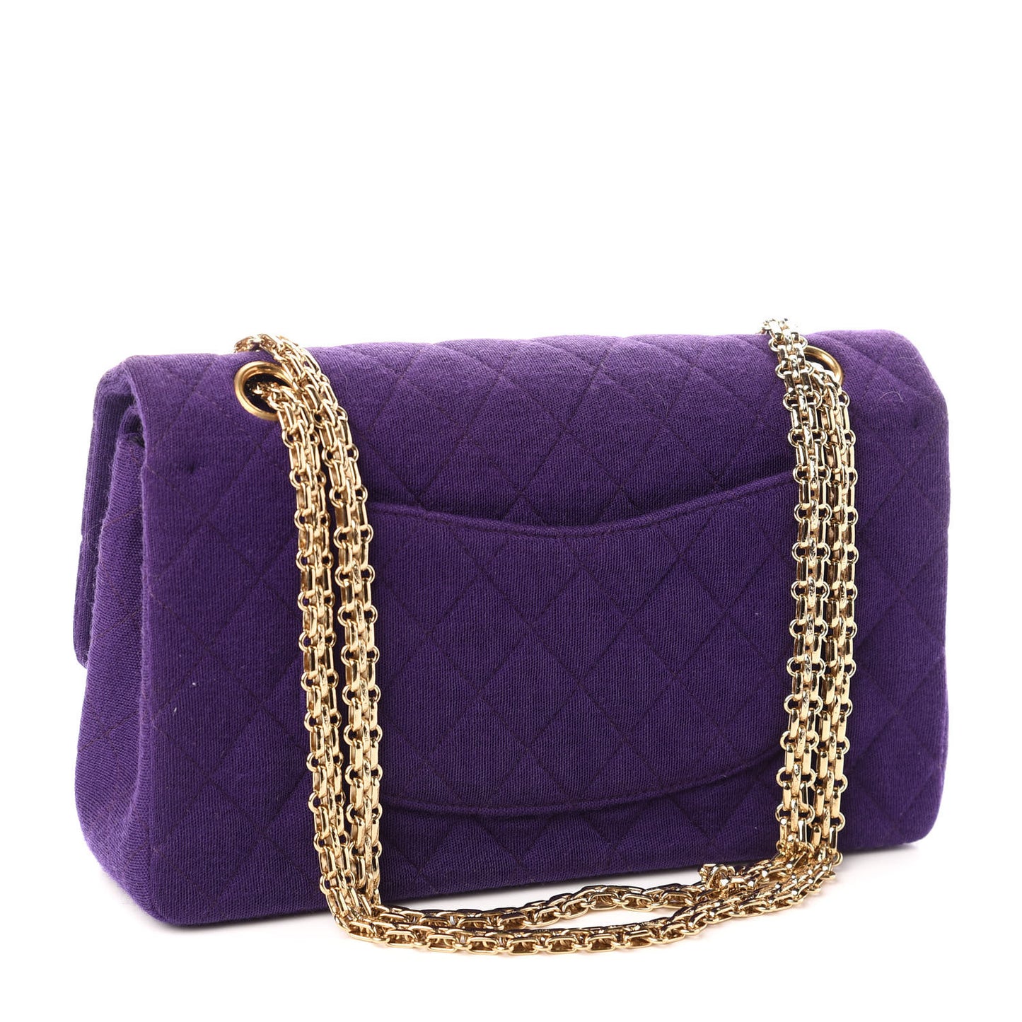 Jersey Quilted Medium Double Flap Bijoux Chain Purple