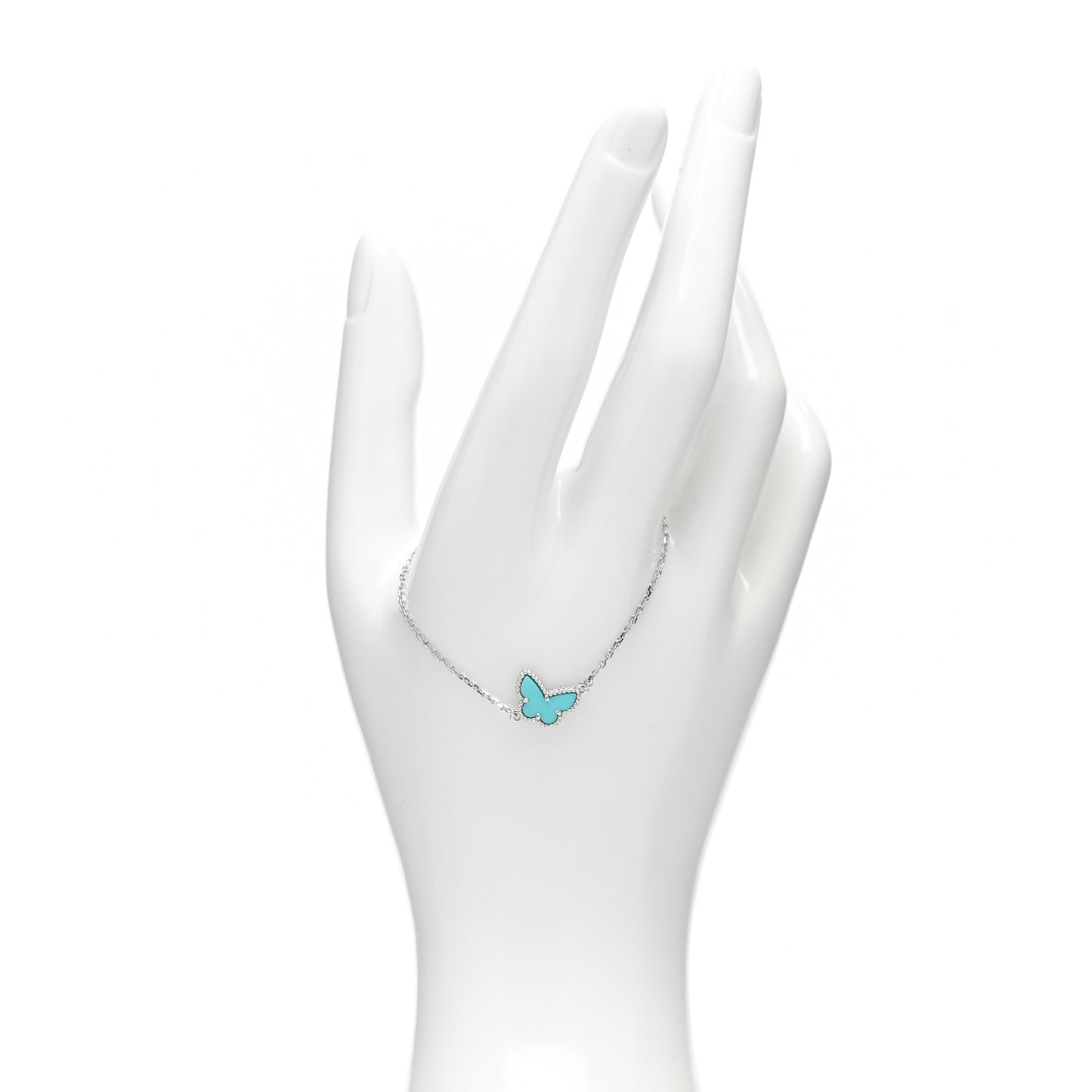 18K White Gold Turquoise Sweet Alhambra Butterfly Bracelet