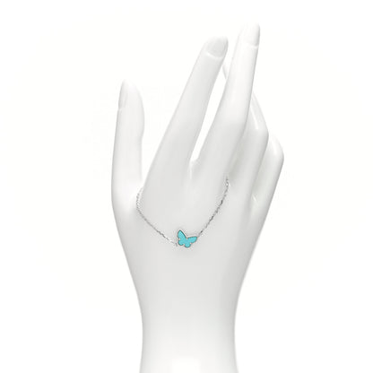 Van Cleef & Arpels 18K White Gold Turquoise Sweet Alhambra Butterfly Bracelet 2 of 4
