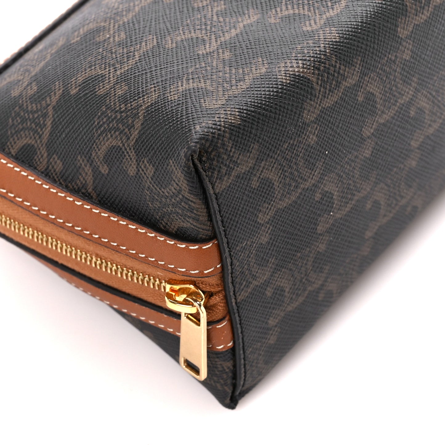 Lambskin Triomphe Canvas Embroidered Logo Clutch With Chain Tan