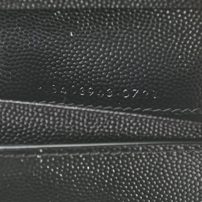 Saint Laurent Grain De Poudre Matelasse Chevron Monogram Compact Tri Fold Wallet Black 7 of 7
