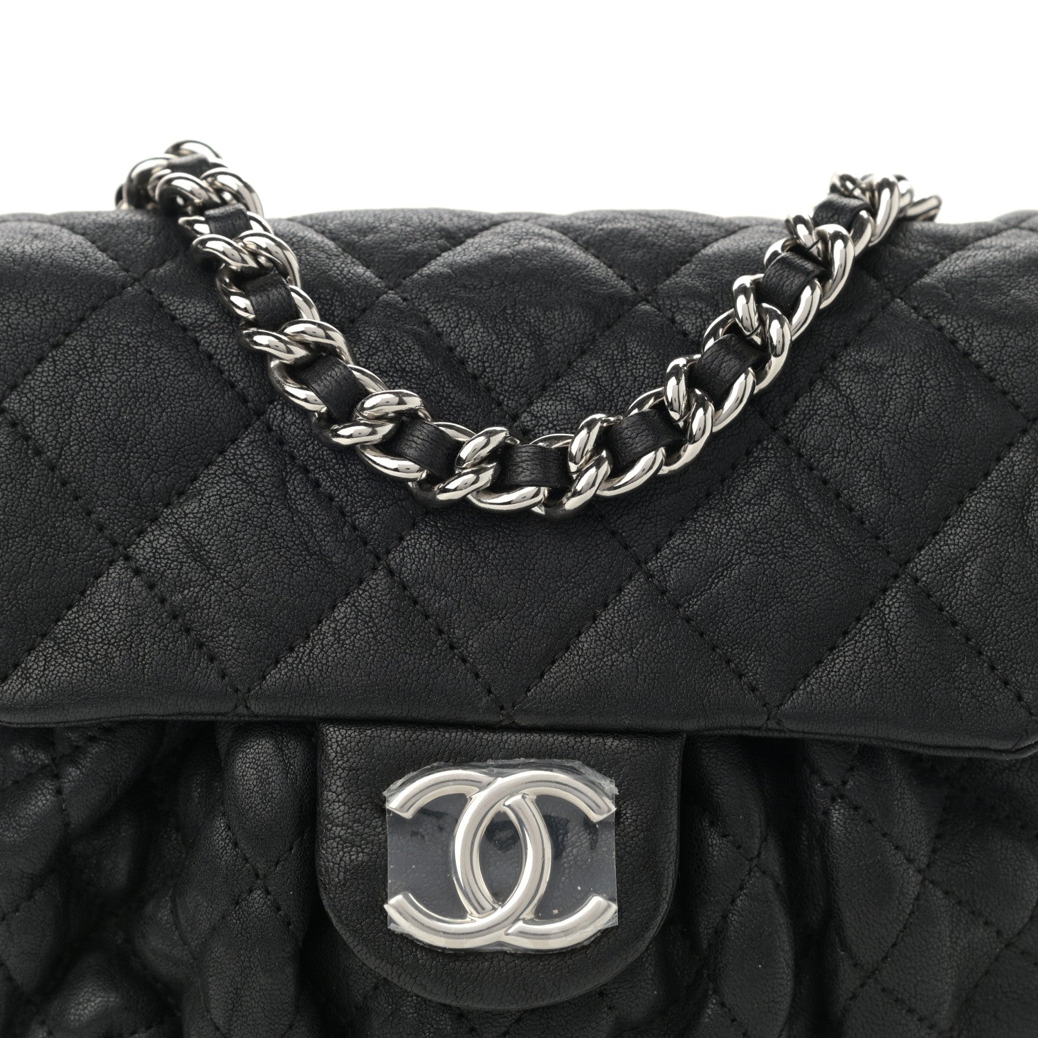 Chanel Washed Lambskin Quilted Mini Chain Around Messenger Black 8 of 10