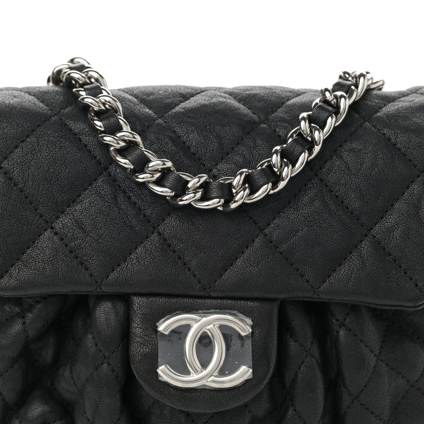 Washed Lambskin Quilted Mini Chain Around Messenger Black