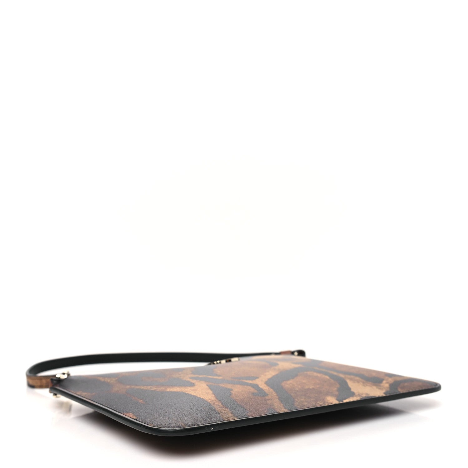 Christian Louboutin Calfskin Leopard Print Loubi54 Pouch Brown Gold 4 of 9