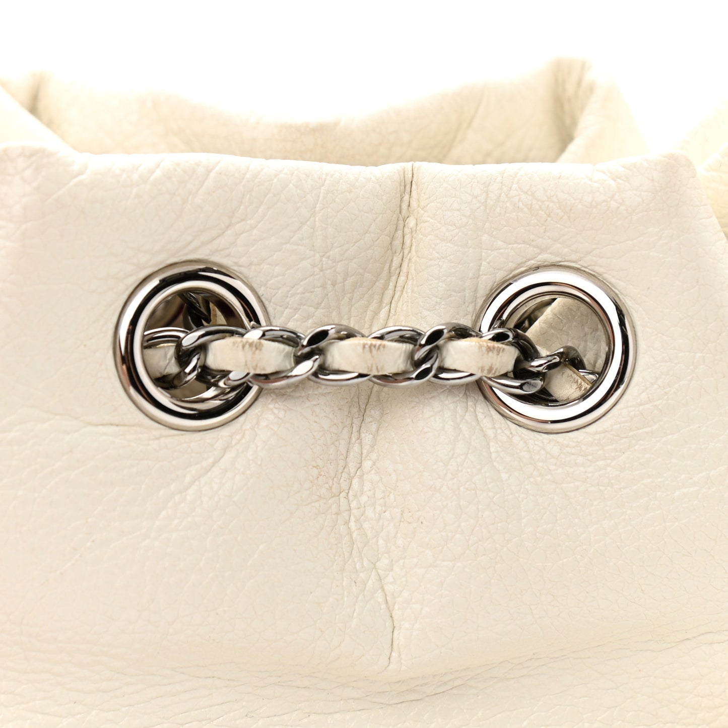 Aged Calfskin Quilted Small Gabrielle Bucket White Black