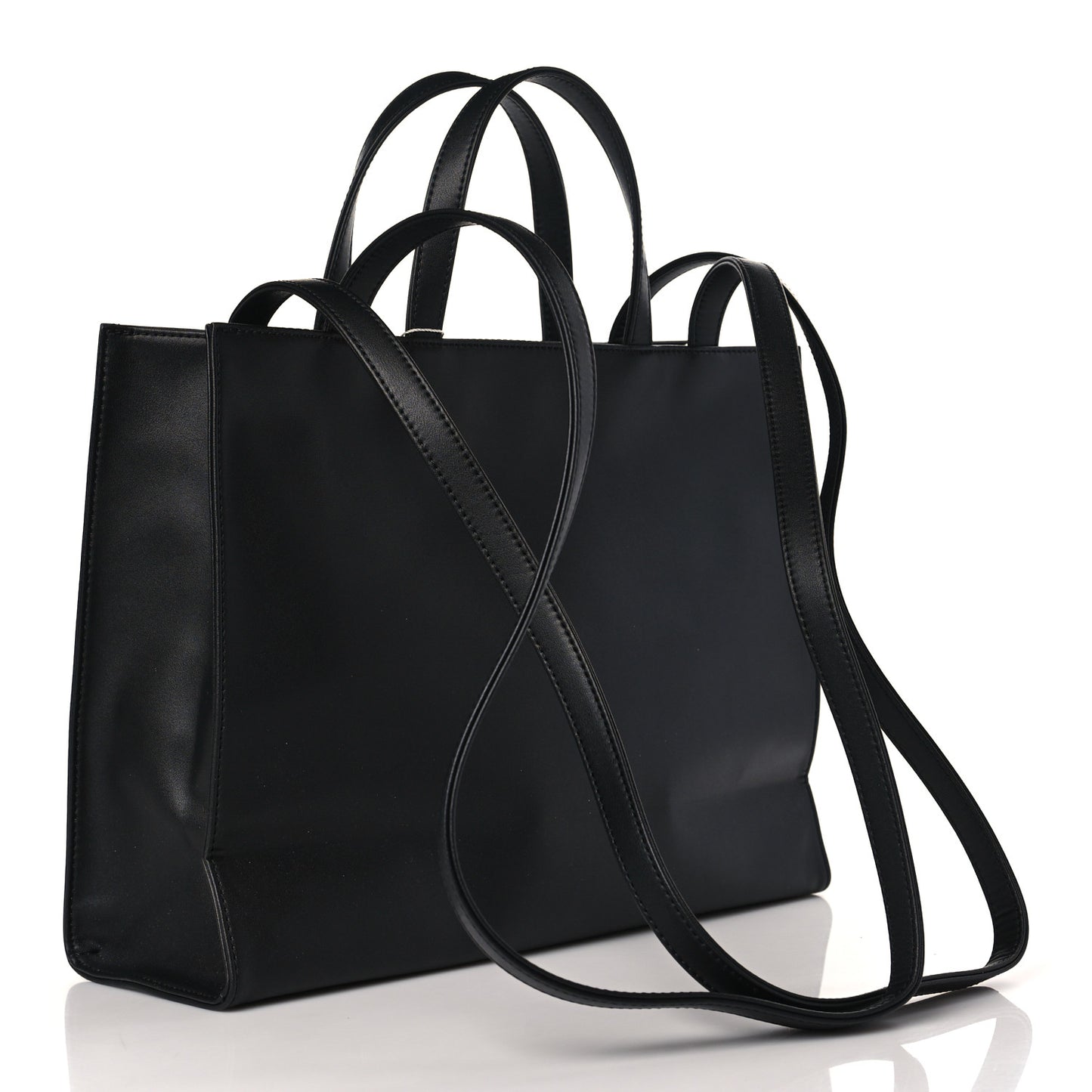 Vegan Leather Medium Shopping Bag Black