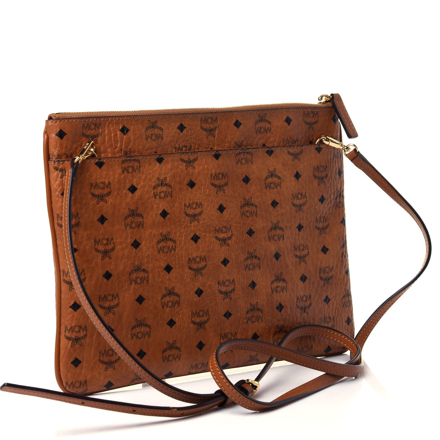 Visetos Medium Crossbody Pouch Cognac