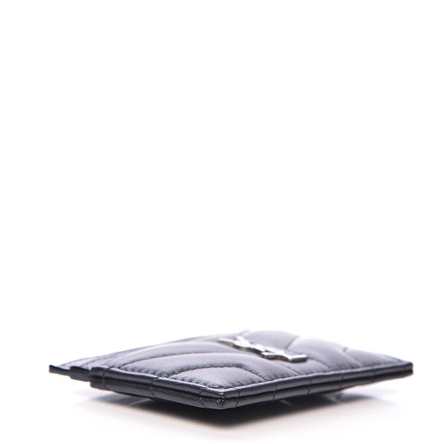 Saint Laurent Nappa Y Quilted Monogram LouLou Credit Card Case Deep Marine 4 of 8