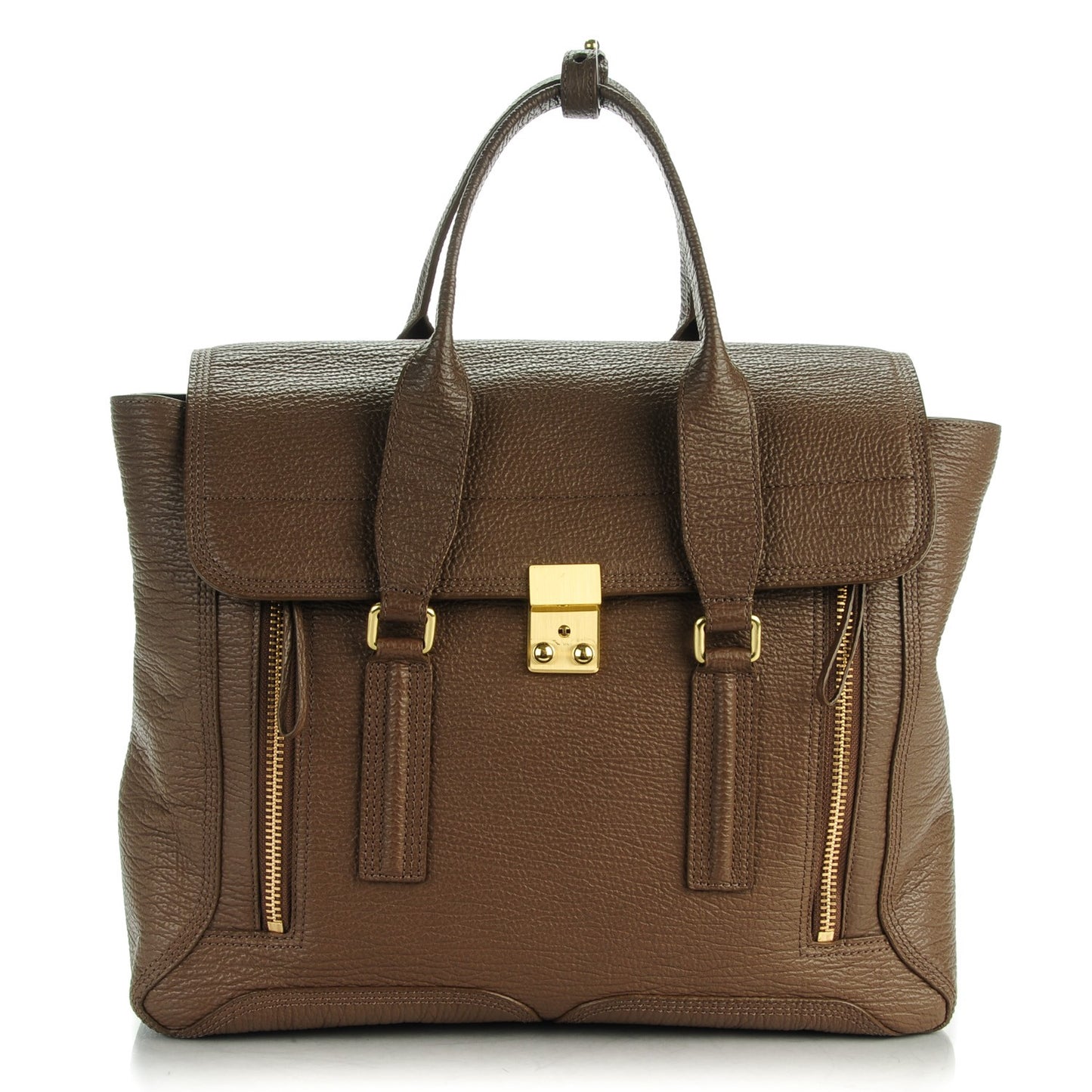3.1 Textured Calfskin Large Pashli Satchel Taupe