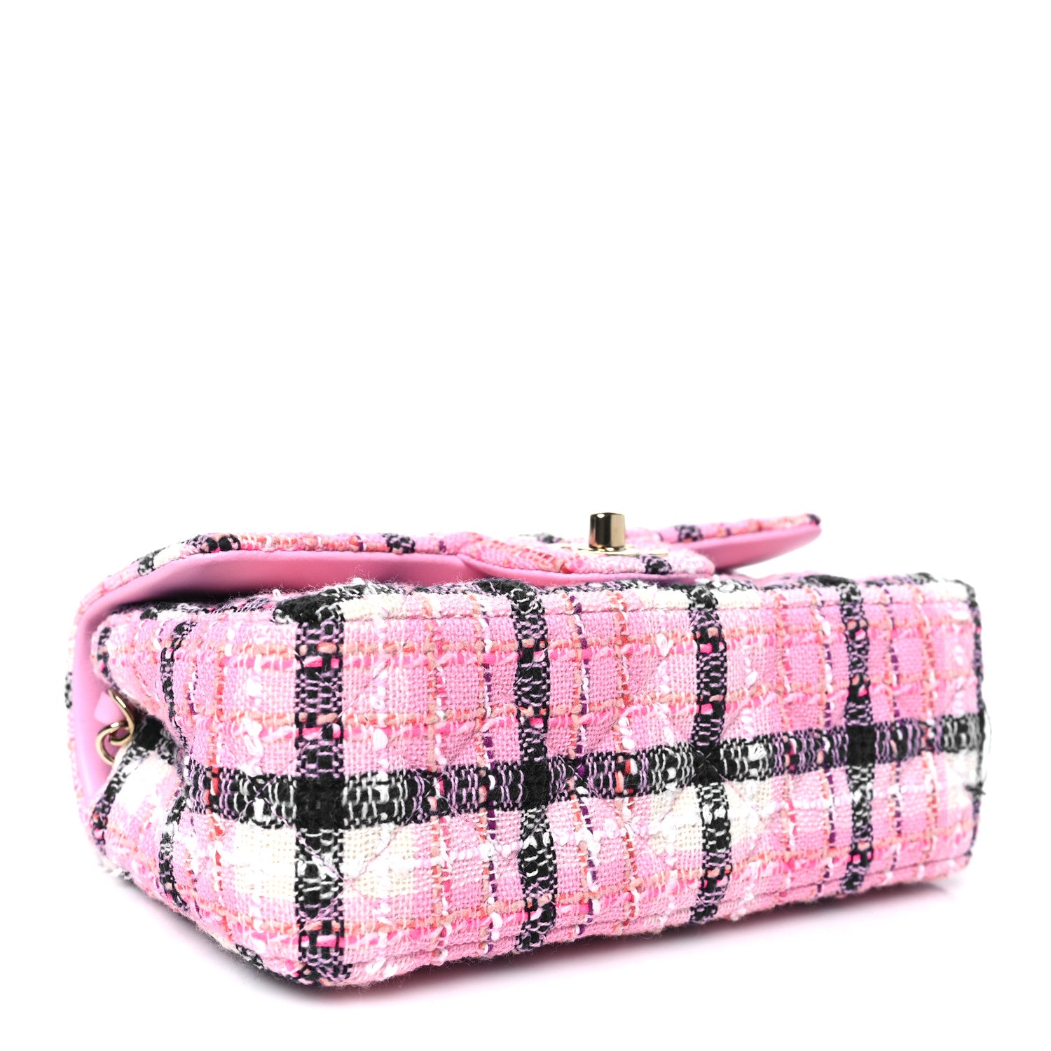 Chanel Tweed Quilted Mini Rectangular Flap Pink Navy White 4 of 10