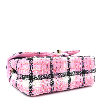 Chanel Tweed Quilted Mini Rectangular Flap Pink Navy White 4 of 10