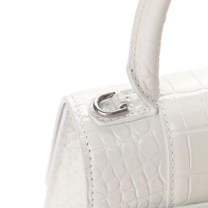Balenciaga Calfskin Crocodile Embossed Small Hourglass Top Handle Bag White 12 of 13