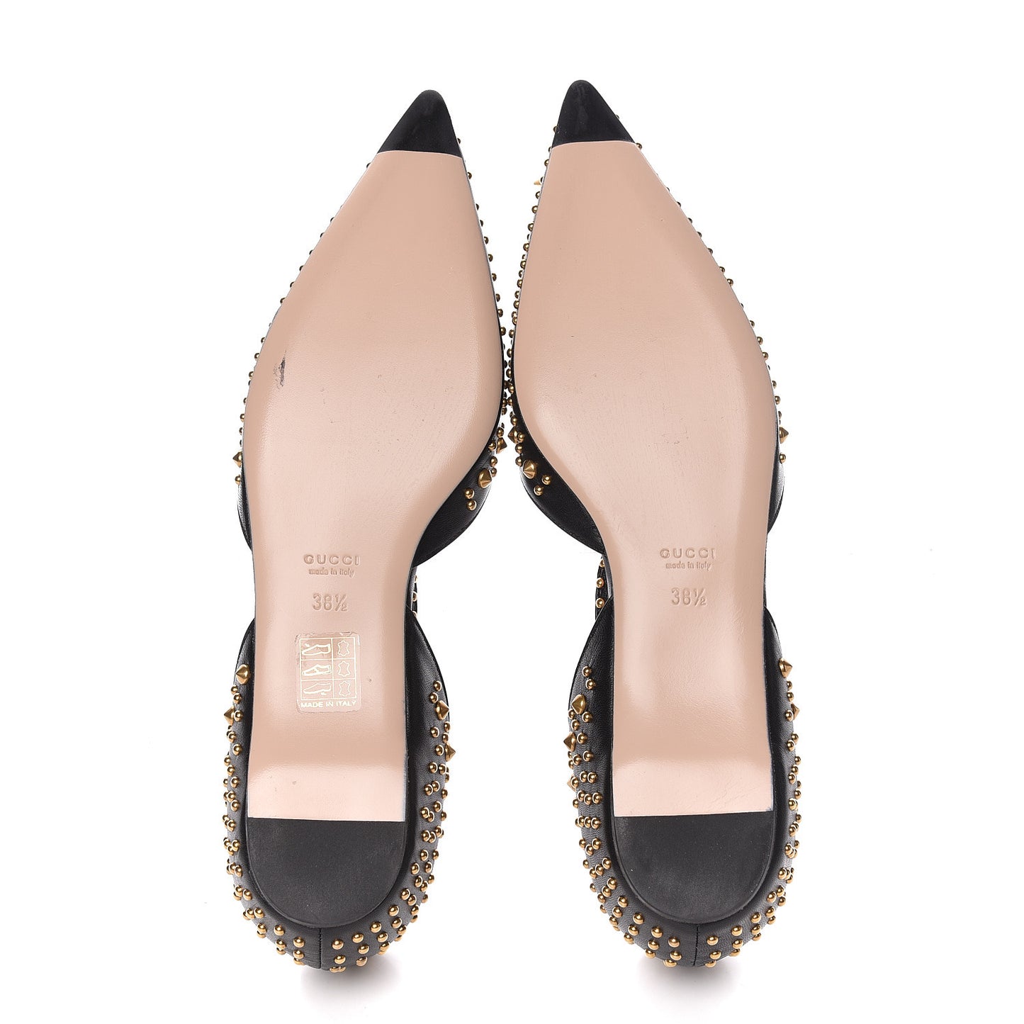 Malaga Kid Studded Pointed Toe Unia Flats 38.5 Black