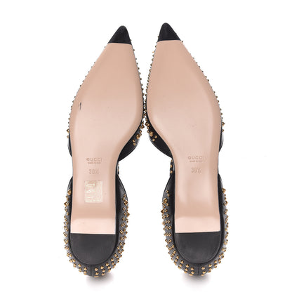 Gucci Malaga Kid Studded Pointed Toe Unia Flats 38.5 Black 6 of 10