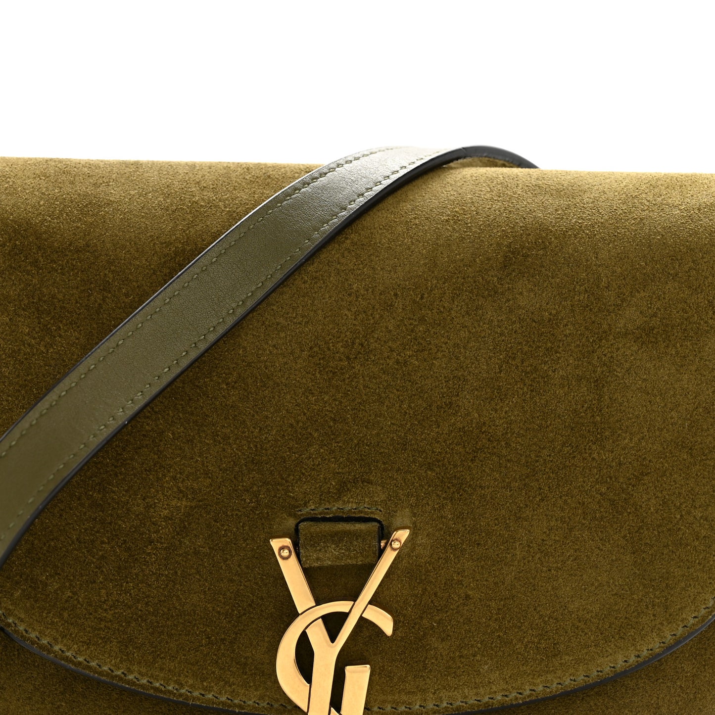 Suede Calfskin Monogram Small Kaia Satchel Olive Green