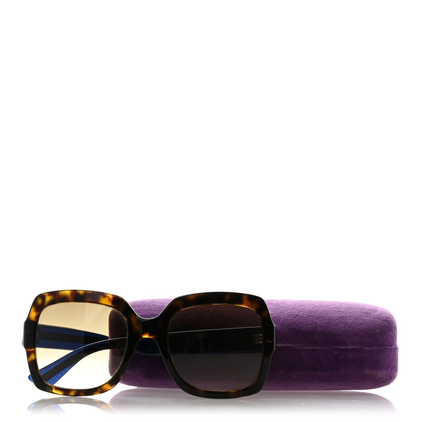 Acetate Square Frame Web Glitter Sunglasses GG0036S Brown Blue