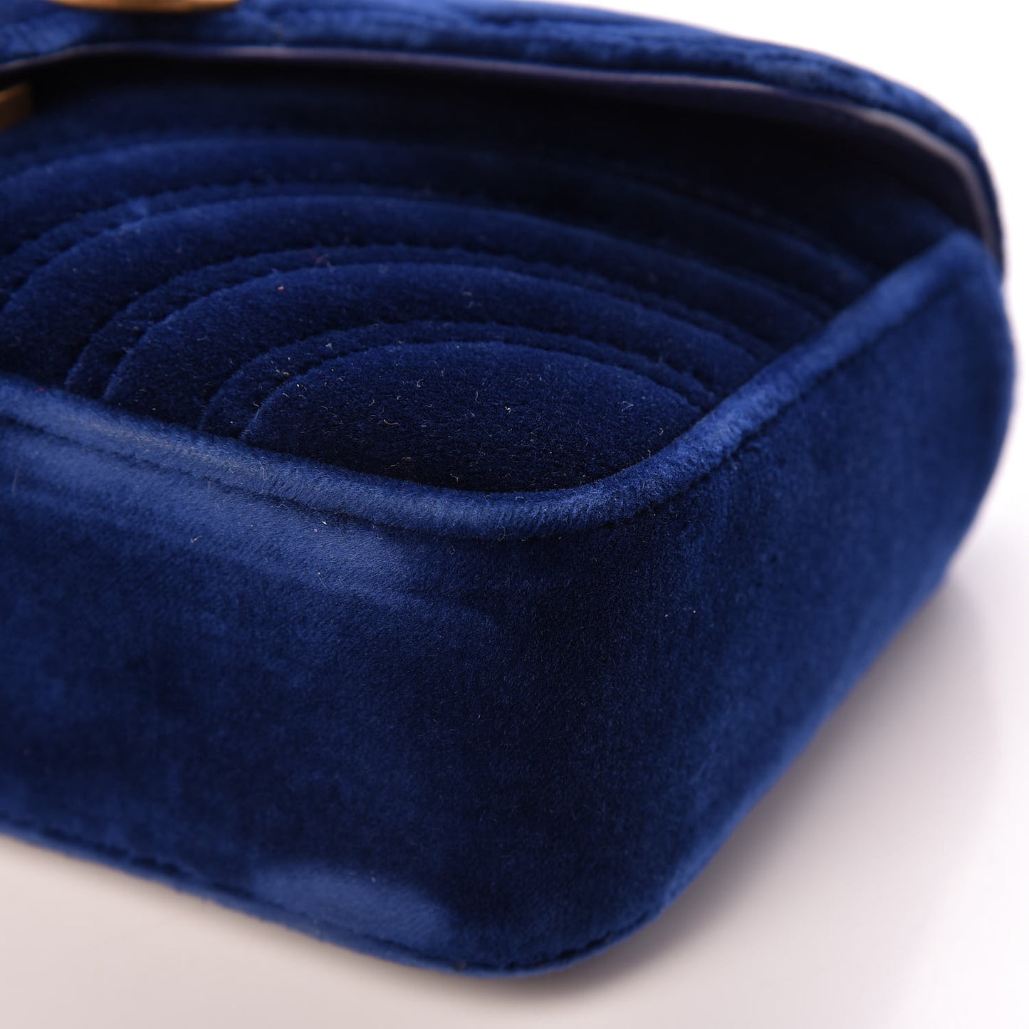 Velvet Matelasse Mini GG Marmont Shoulder Bag Cobalt Blue