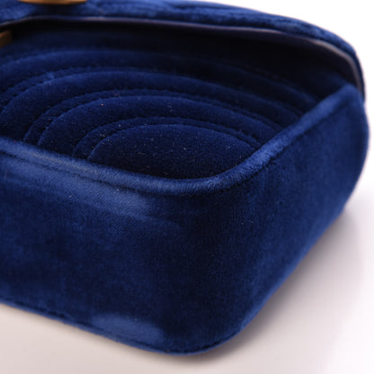 Gucci Velvet Matelasse Mini GG Marmont Shoulder Bag Cobalt Blue 10 of 14