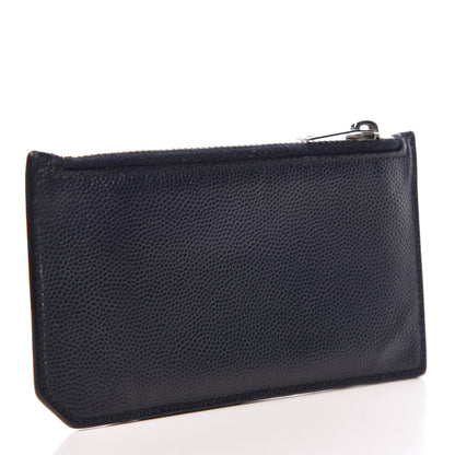Saint Laurent Grained Calfskin 5 Fragments Zip Pouch Card Holder Deep Marine 3 of 10