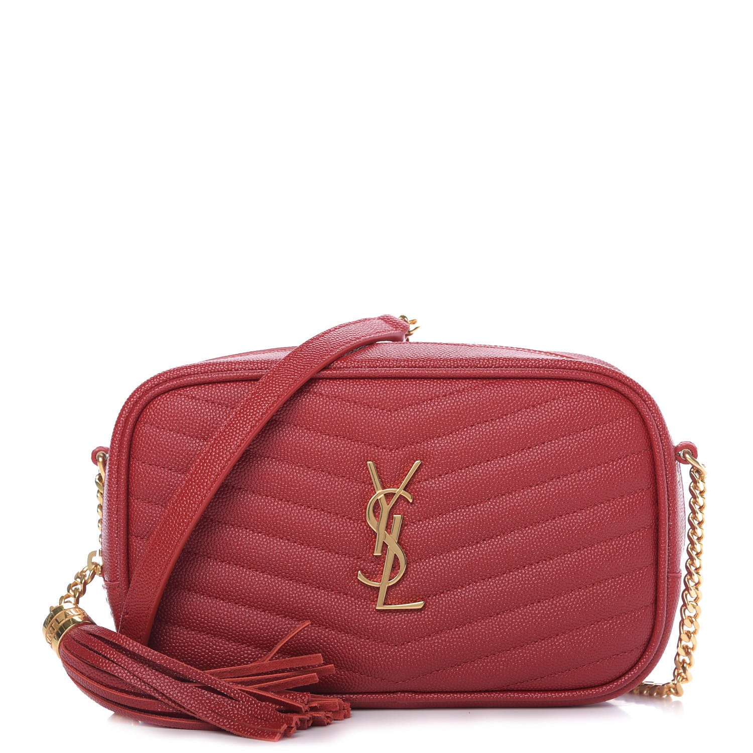 Saint Laurent Grain De Poudre Matelasse Monogram Mini Lou Camera Bag Eros Red 1 of 9