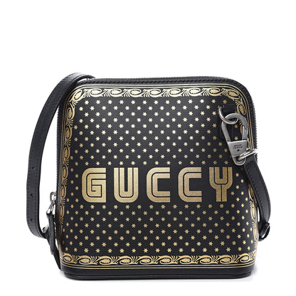 Gucci X SEGA Calfskin GUCCY Stars Mini Dome Shoulder Bag Black Gold 1 of 8