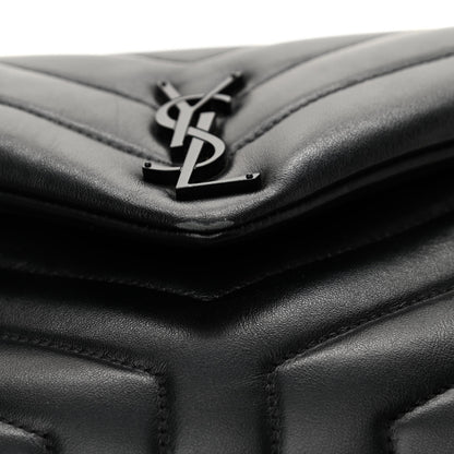 Saint Laurent Calfskin Y Quilted Monogram Monochrome Small Loulou Chain Satchel Black 11 of 15