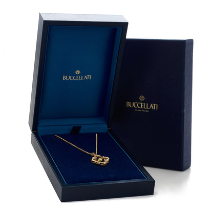 Buccellati 18K Yellow Gold Enamel Opera Tulle Necklace Blue 8 of 8