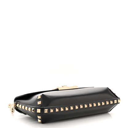 Valentino Garavani Brushed Calfskin Rockstud Flip Lock Chain Shoulder Bag Black 6 of 11