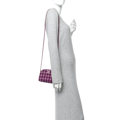 Chanel Tweed Quilted Mini Clutch With Chain Purple 2 of 11