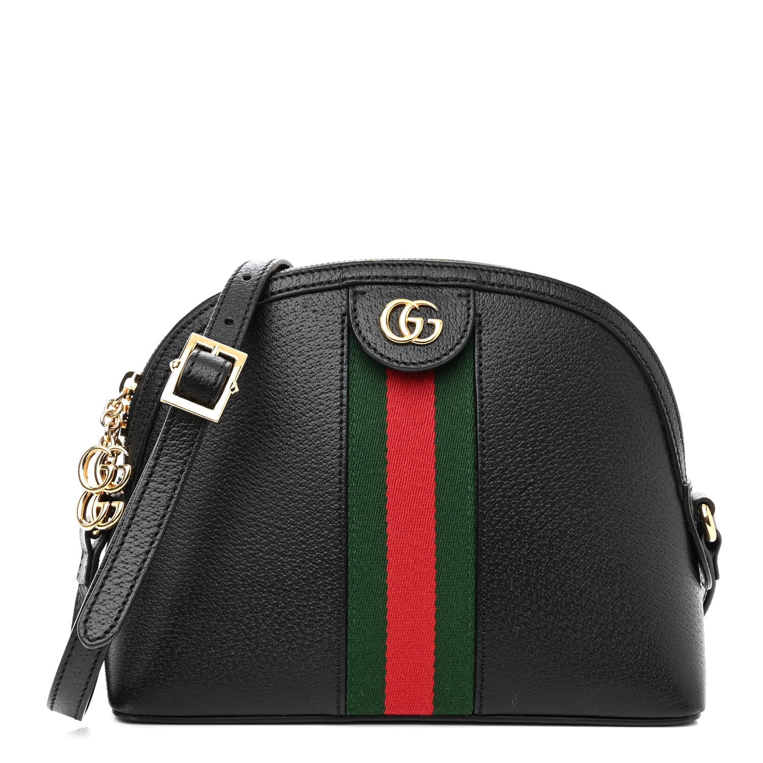 Gucci Calfskin GG Web Small Ophidia Dome Shoulder Bag Black 1 of 10