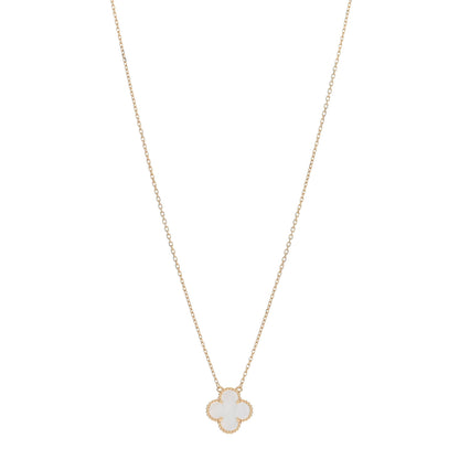 Van Cleef & Arpels 18K Yellow Gold Mother of Pearl Vintage Alhambra Pendant Necklace 1 of 5