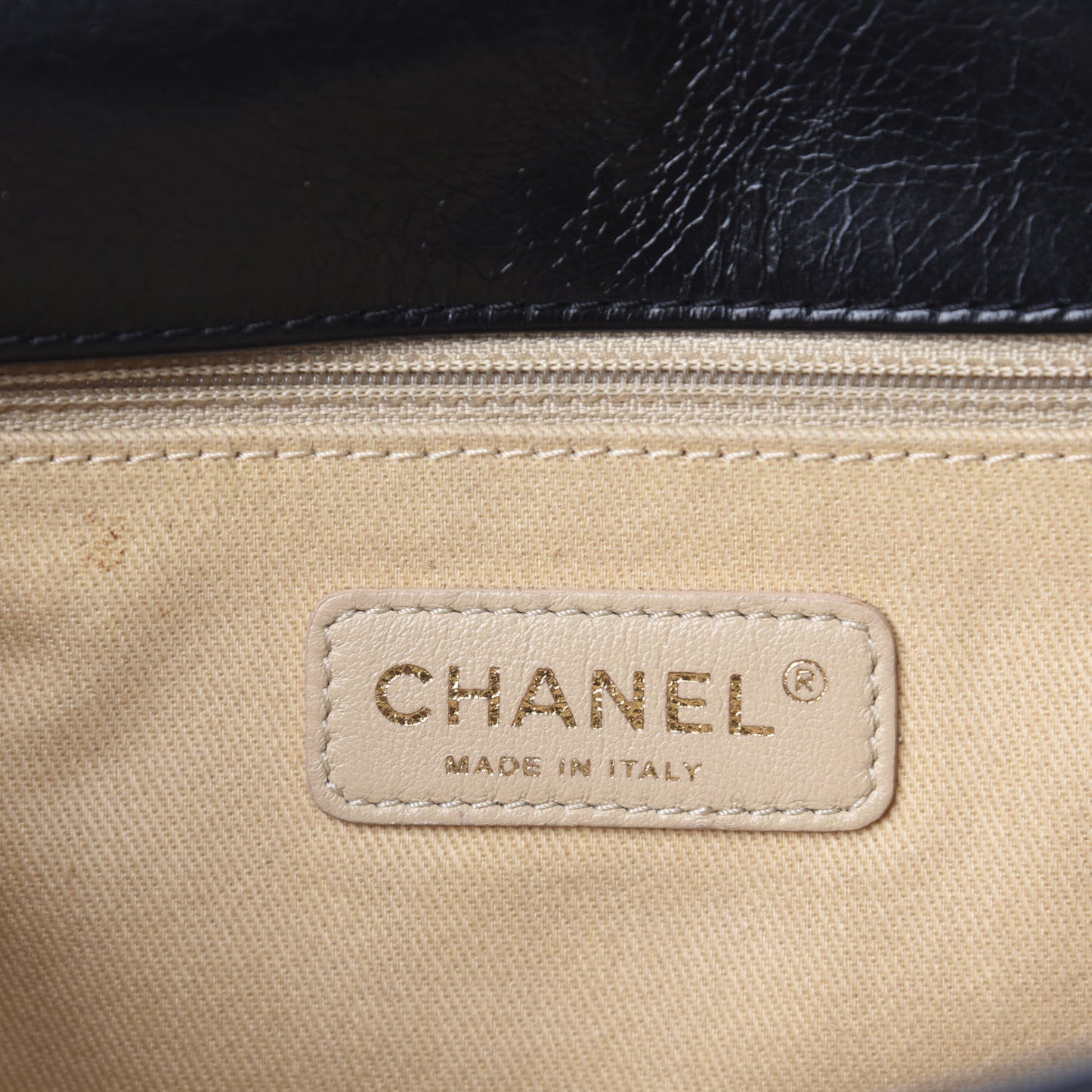 Glazed Calfskin Quilted Large Boy Flap Black