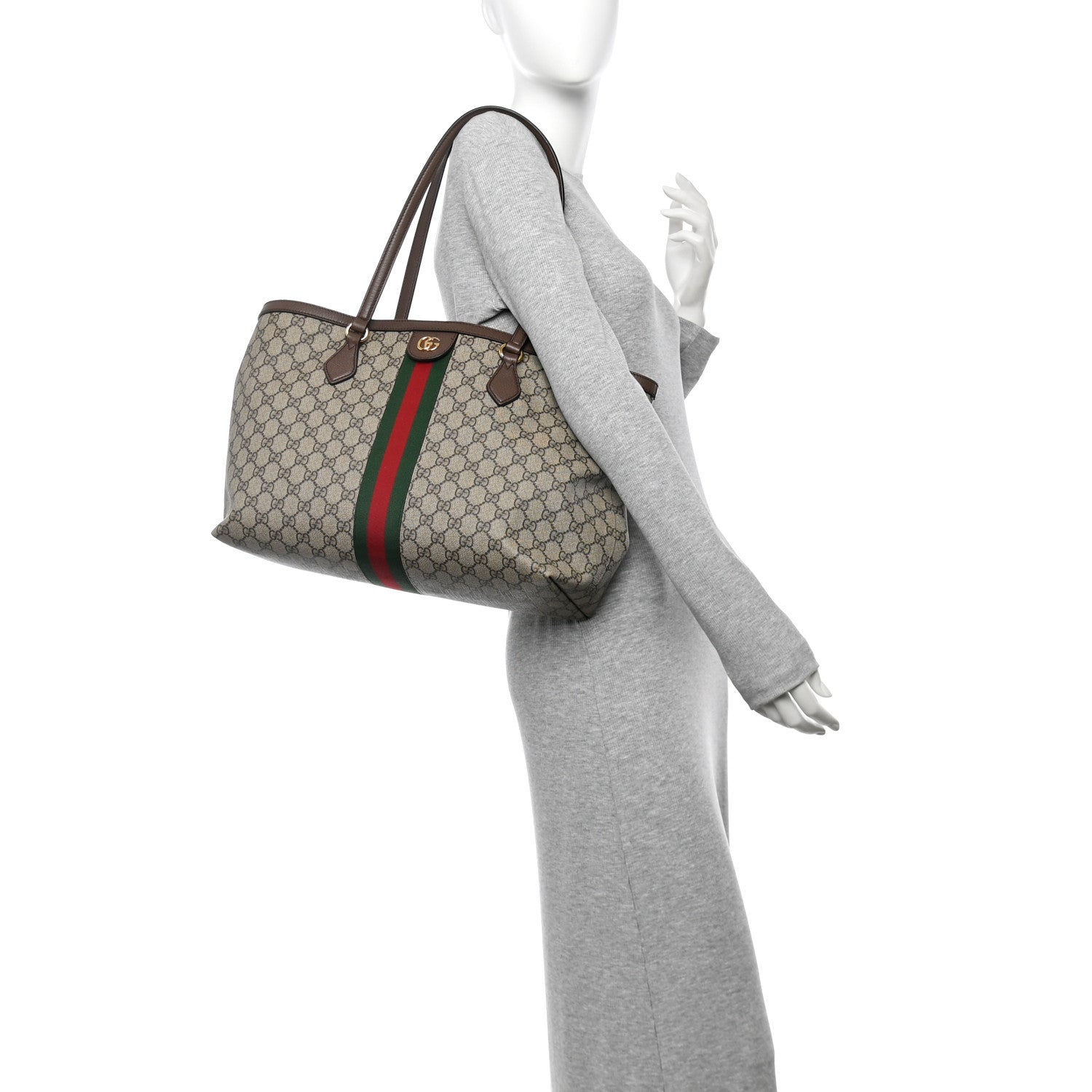Gucci GG Supreme Monogram Medium Ophidia Shopping Tote Brown 2 of 12