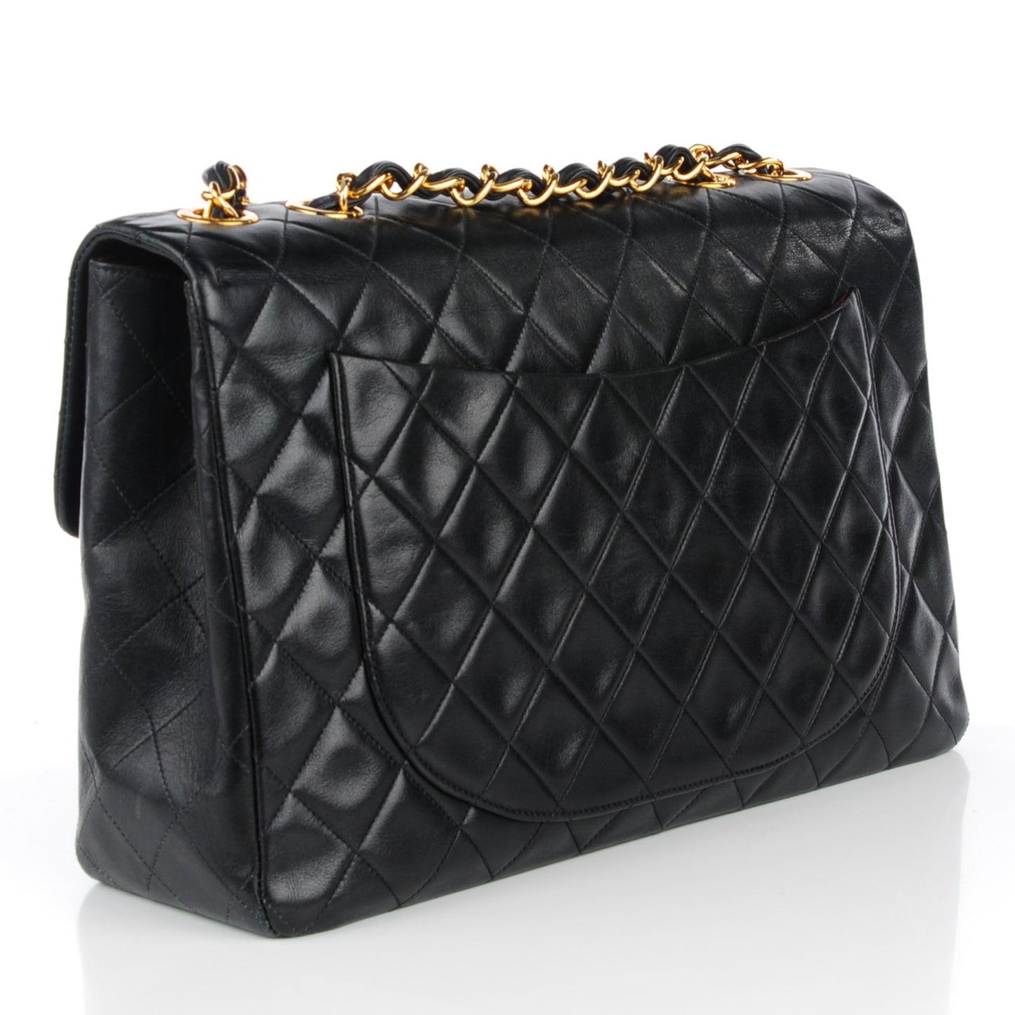 Lambskin Quilted XL Jumbo Single Flap Black