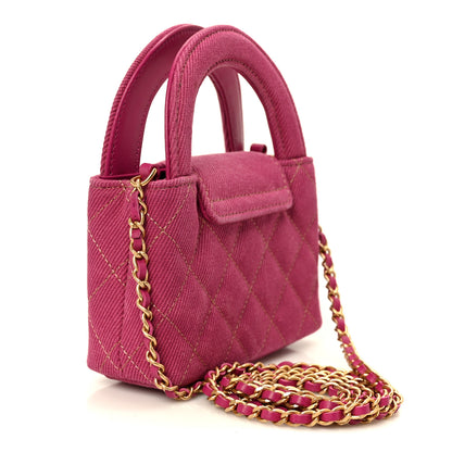 Chanel Denim Quilted Mini Nano Kelly Shopper Fuchsia 2 of 10