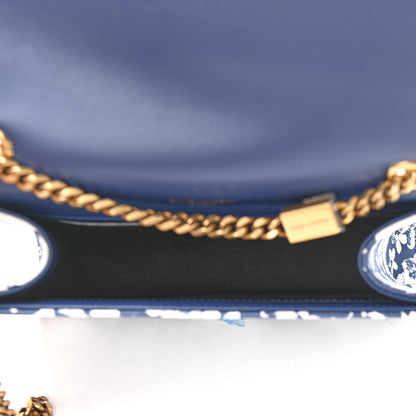 Saint Laurent Canvas Small Monogram Hibiscus Print Kate Satchel Blue 5 of 10