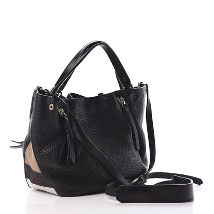 Burberry Grainy Calfskin House Check Small Maidstone Black 3 of 9