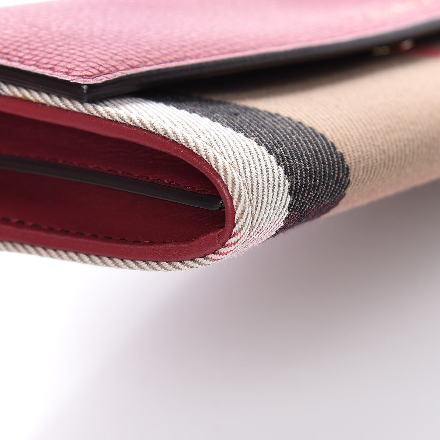 Calfskin House Check Porter Continental Wallet Red