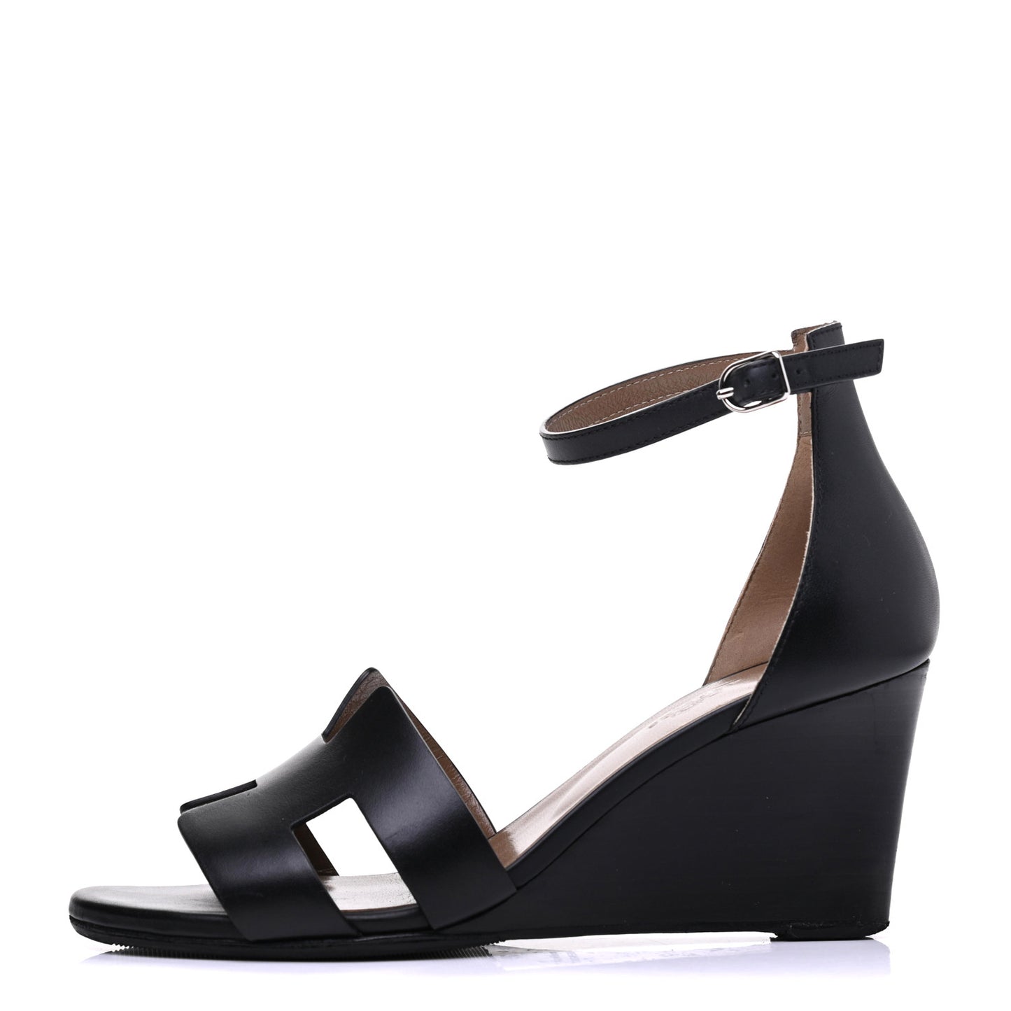 Calfskin Legend Wedge Sandals 38 Black