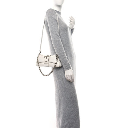 Balenciaga Calfskin Crocodile Embossed Small Lindsay Shoulder Bag Optic White 2 of 11
