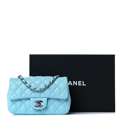Chanel Lambskin Quilted Mini Rectangular Flap Neon Blue 10 of 10