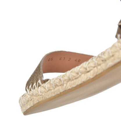 Valentino Garavani Metallic Calfskin Rockstud Ankle Strap Espadrille Flat Sandals 40 Skin 17 of 17