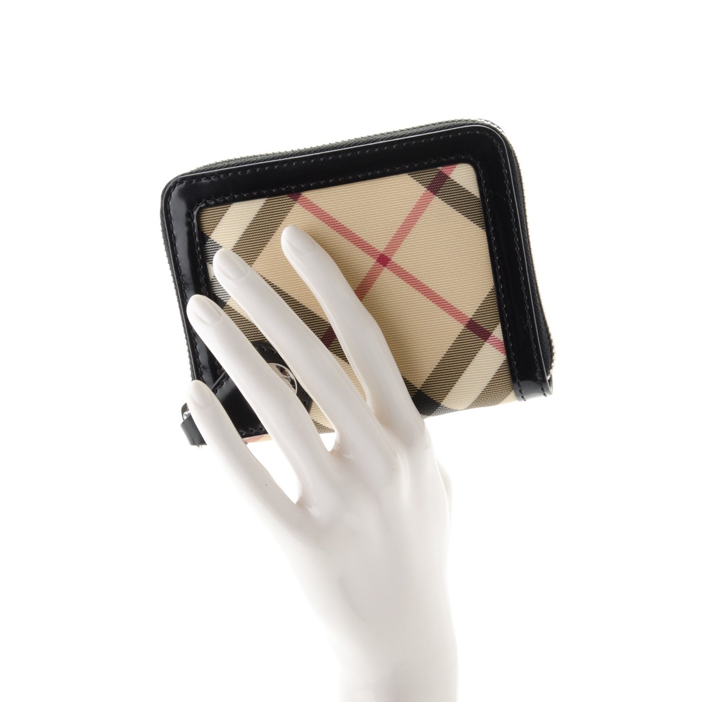 Supernova Check Compact Zip Around Wallet Black