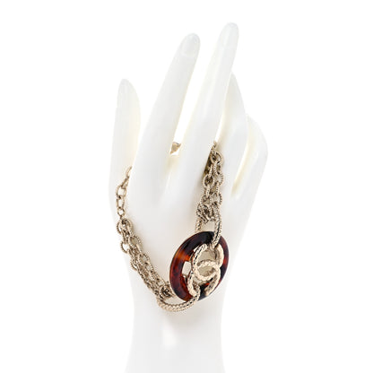 Chanel Resin Multistrand Chain CC Bracelet Gold Tortoise 2 of 4